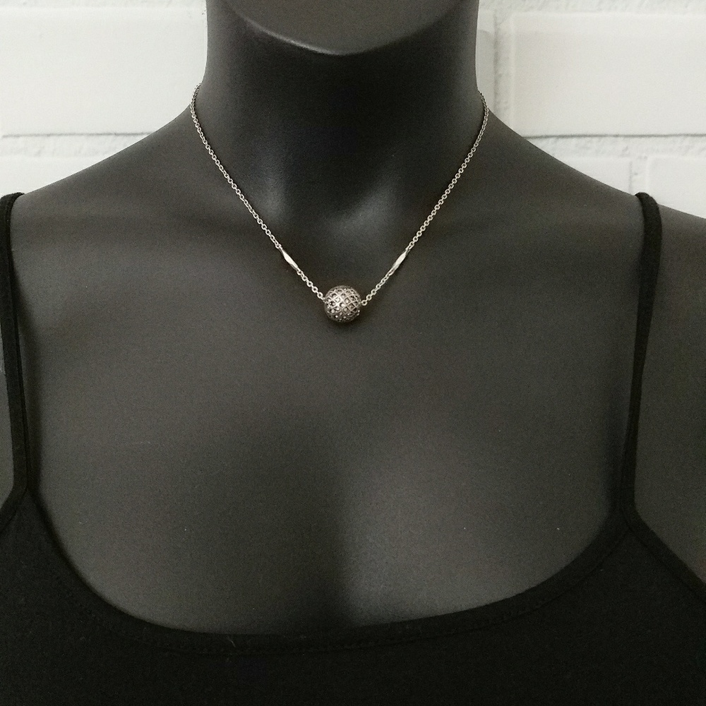 SOLD ~ Fossil Sparkly Ball Necklace & Earrings - Picture 3 of 6